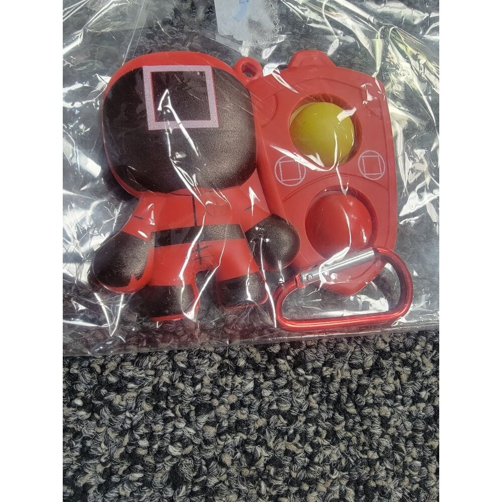 Squid Game Guard Keychain & Pop It Fidget Toy Square